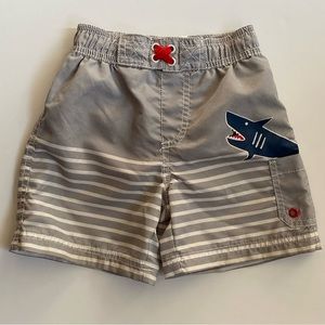 Boys Swim Trunks Size 24 months 2T Sharks Swimwear Baby Shorts Stripes Lined